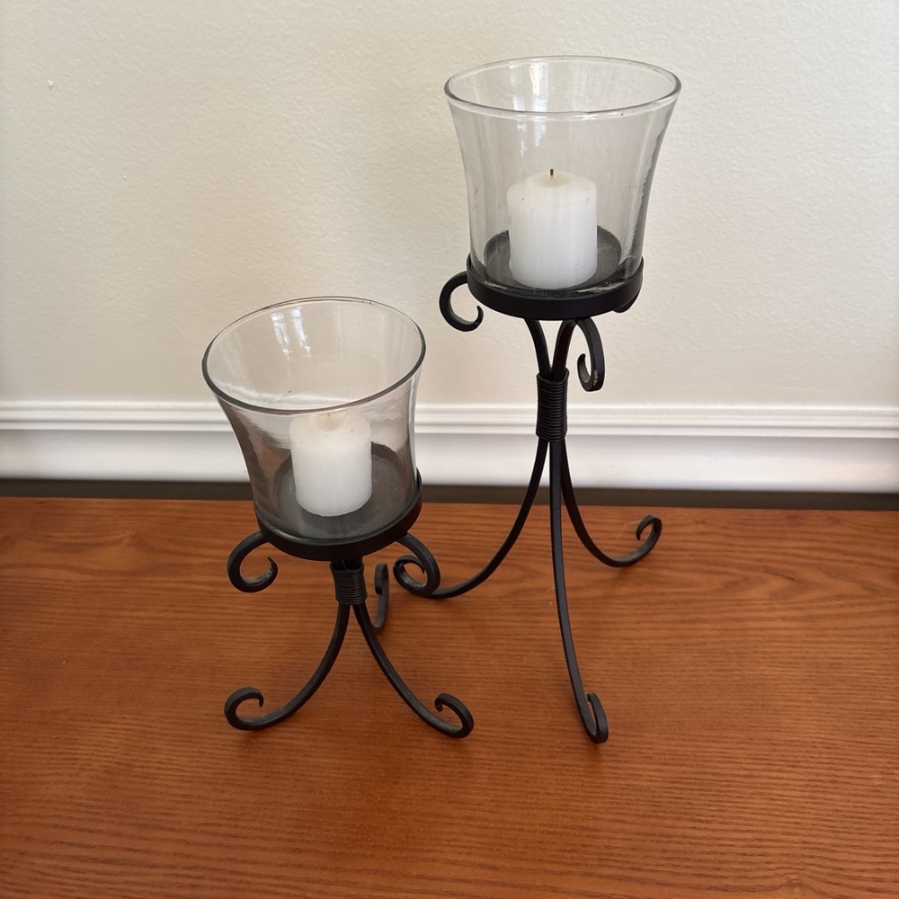Set of Two Black Candle Holders
